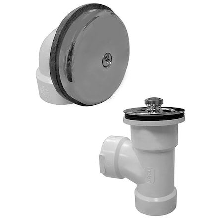 Jones Stephens Chrome Plated Brass Lift and Turn One-Hole Bath Waste Kit, Direct T-Waste Half Kit, White Plastic B07038